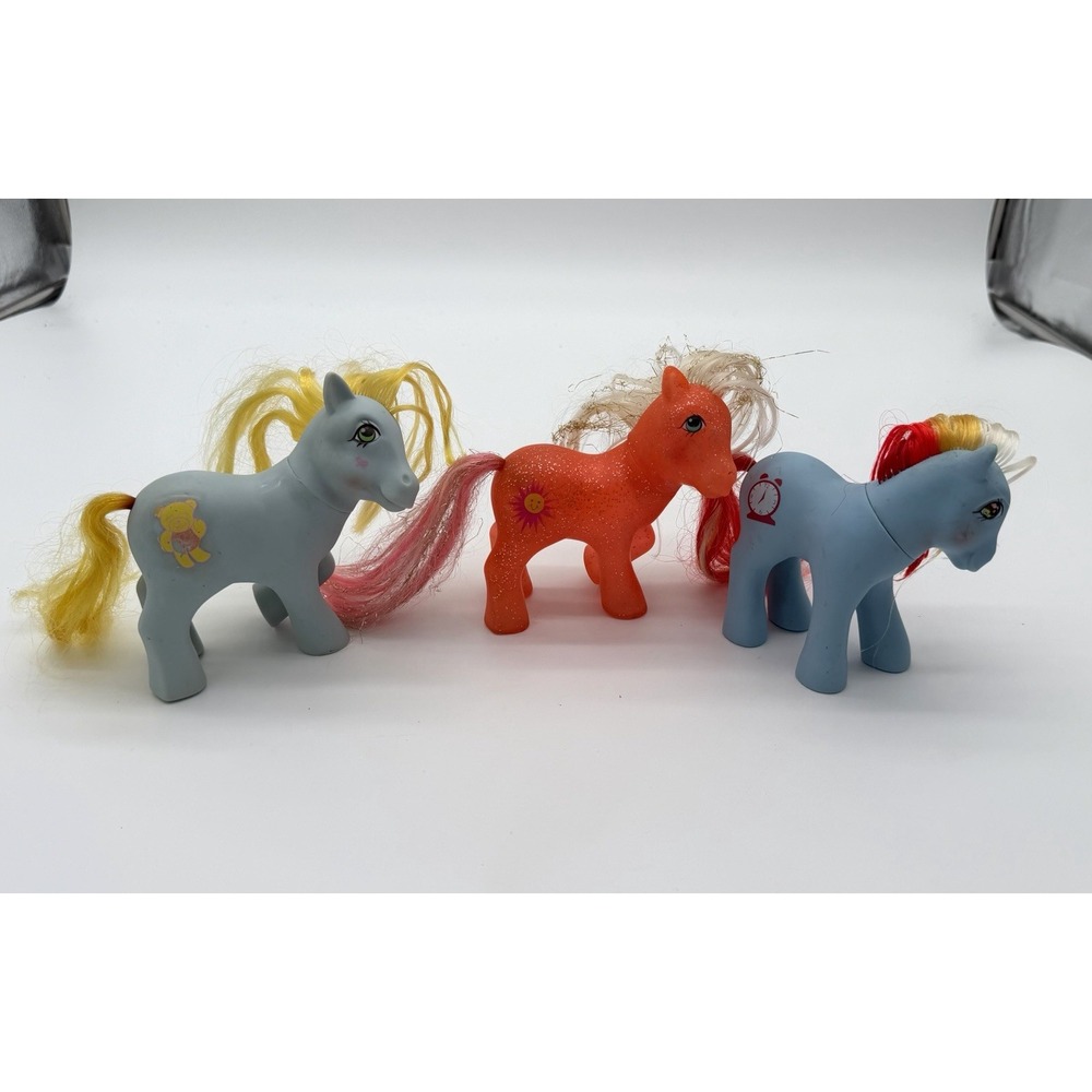 Vintage Lot Of 3 My Little Pony Made In Hong Kong Hasbro 1980s Cuddles, Sunspot